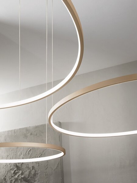 Ondaluce - Lampadario LED dimmerabile a cavo SOEL LED/28W/230V + LED/38W dorato