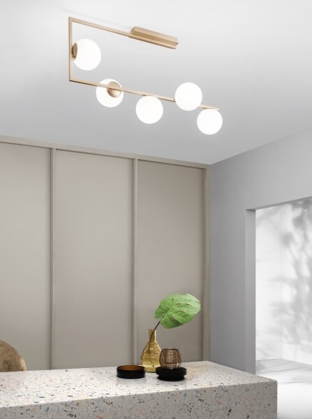 Ondaluce - Lampadario su asta MONILE 5xE14/10W/230V oro/bianco