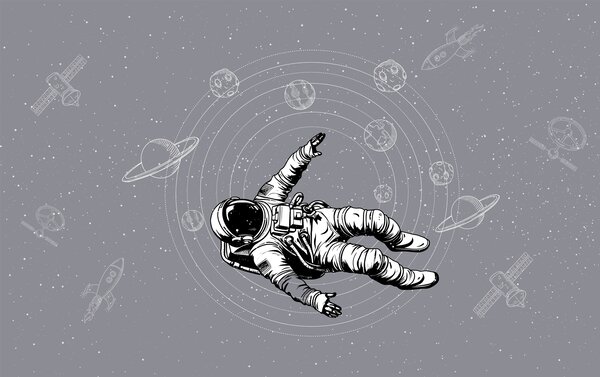 Carta da parati Un astronauta che fluttua nello spazio, Carta da parati Spazio, Carta da parati popolare, w00712v4 - Tapeko.it
