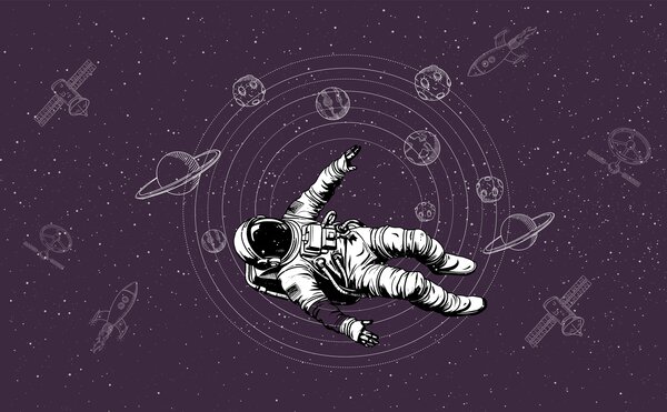 Carta da parati Un astronauta che fluttua nello spazio, Carta da parati Spazio, Carta da parati popolare, w00712v1 - Tapeko.it