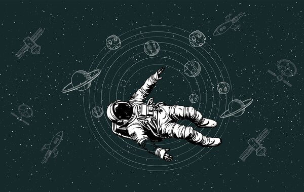 Carta da parati Un astronauta che fluttua nello spazio, Carta da parati Spazio, Carta da parati popolare, w00712v2 - Tapeko.it
