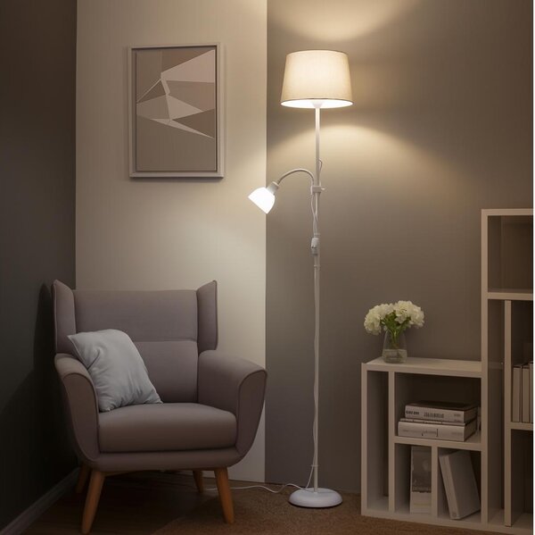Brilagi - Lampada da terra CERIA 1xE27/100W/230V + 1xE14/25W bianco/grigio