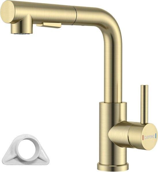 Rubinetto da cucina con doccia estraibile - oro spazzolato - 360° rotante - pulizia flessibile