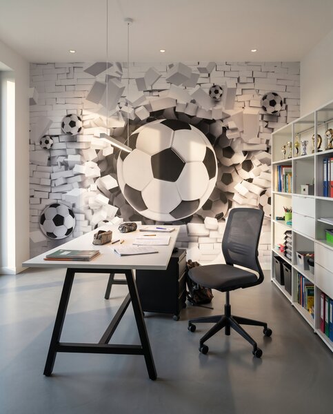 Carta da parati Calcio contro il muro, Calcio, Effetto 3D - Tapeko.it