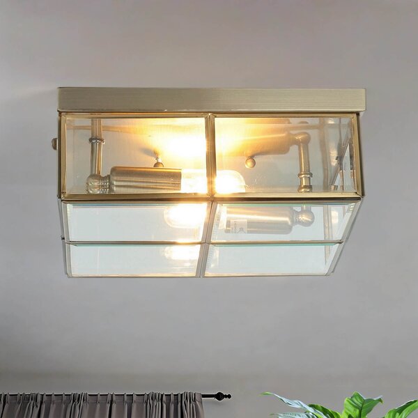 Bauhaus "Bräunlingen" plafoniera bronzo metallo vetro 2 luci plafoniera soggiorno corridoio