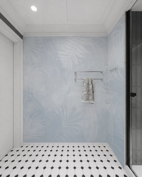 Carta da parati Fogliame tropicale effetto grunge con sfumature blu, Carta da parati Natura, w02737v3 : Uwalls.it