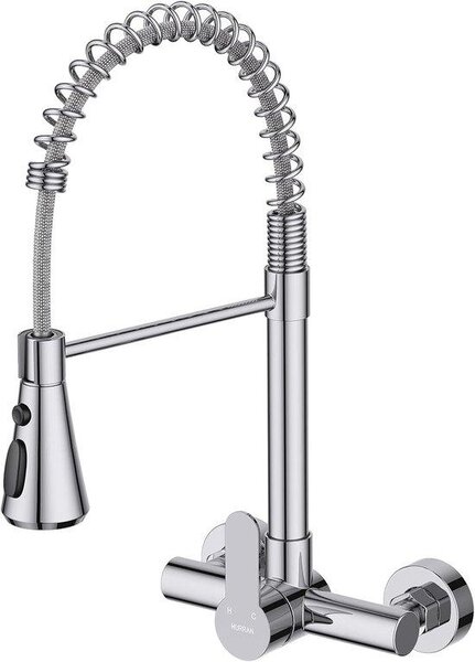 Gru per miscelare la cucina con 3 impostazioni di acqua, Rubinetto da cucina in acciaio inox cromato e rubinetto, Gru ad arco flessibile per una pulizia efficiente, Elegante