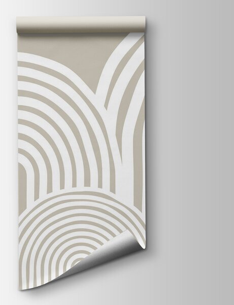 Carta da parati Sfondo bianco e grigio con linee curve, Carta da parati Moderno, Carta da parati popolare, w08037v3 - Tapeko.it