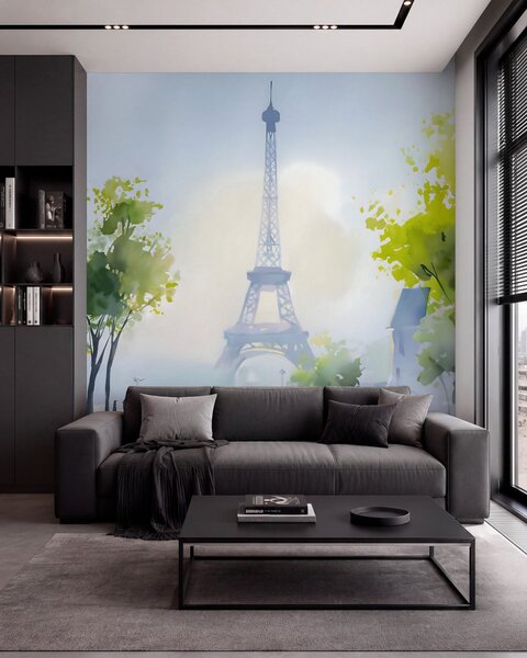 Carta da parati Parigi, un paesaggio urbano in stile acquerello à la prima, Carta da parati Città, w05566 : Uwalls.it