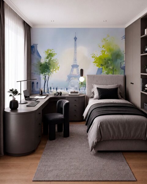 Carta da parati Parigi, un paesaggio urbano in stile acquerello à la prima, Carta da parati Città, w05566 : Uwalls.it
