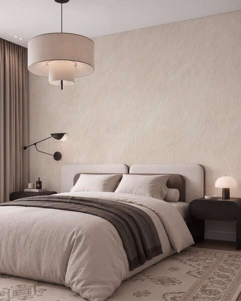 Carta da parati Sfondo beige chiaro in stile intonaco decorativo, minimalista, con effetto pietra, Carta da parati Buffer, w09800 : Uwalls.it