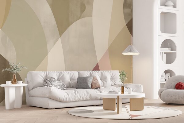 Carta da parati Curve morbide in toni tenui con linee fluide e sfumature beige, minimaliste e moderne, Carta da parati Design, w01334v1 : Uwalls.it