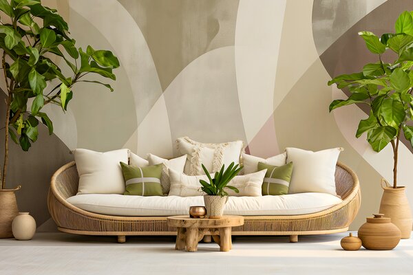 Carta da parati Curve morbide in toni tenui con linee fluide e sfumature beige, minimaliste e moderne, Carta da parati Design, w01334v1 : Uwalls.it