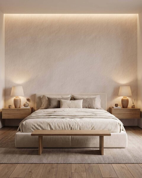 Carta da parati Sfondo beige chiaro in stile intonaco decorativo, minimalista, con effetto pietra, Carta da parati Buffer, w09800 : Uwalls.it