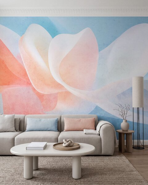 Carta da parati Petali astratti dai colori tenui, con morbidi strati traslucidi in stile acquerello, Carta da parati Buffer, w05603v1 : Uwalls.it