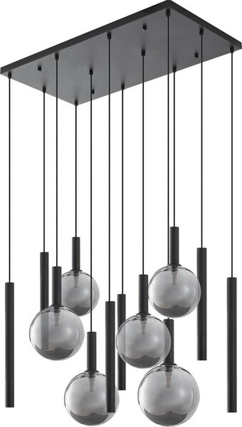 Lucande lampada a sospensione Lumavia, 12 luci, vetro, nero/chiaro, G9