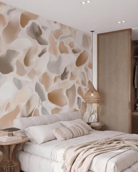 Carta da parati Texture astratta che richiama il terrazzo, in tonalità chiare, Fotomurali Terrazzo, w09933 : Uwalls.it