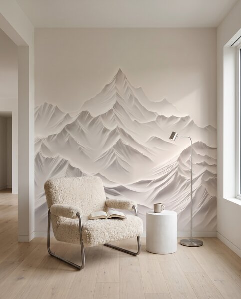 Carta da parati Montagne bianche e ombre, Orizzonti di montagna, Effetto 3D - Tapeko.it