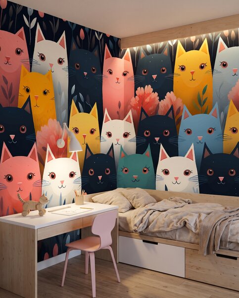 Carta da parati Gatti di mille colori, Amici animali, Il mondo degli animali - Tapeko.it