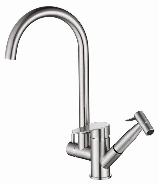 Rubinetto da cucina in acciaio inossidabile con funzione estraibile per acqua calda e fredda