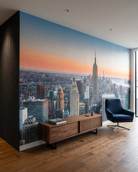 Carta da parati New York al tramonto, Vedute di città, Città e architettura - Tapeko.it