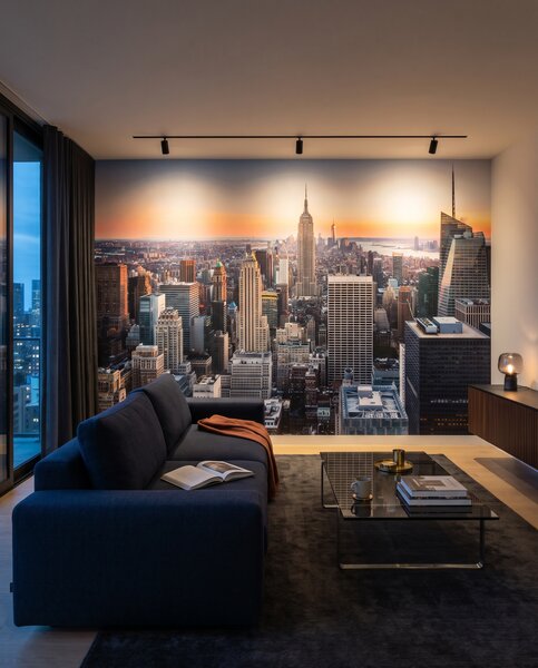 Carta da parati New York al tramonto, Vedute di città, Città e architettura - Tapeko.it