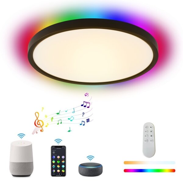 Immax NEO 07166-B40-LED RGBCCT Lampada dimmerabile 50W/230V Wi-Fi Tuya black+TC
