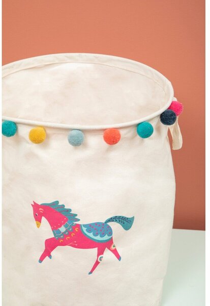Cesta per giochi da bambino bianca in tessuto ø 38x48 cm Mimo Eclectic Horse – Premier Housewares