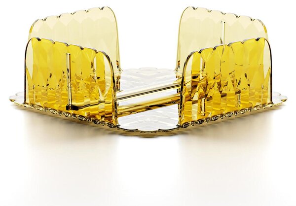 Portatovaglioli Orizzontale VANITY in materiale acrilico Riciclabile Dimensioni 20x20xh7,0 cm con asta Ferma tovaglioli colore Giallo Zafferano