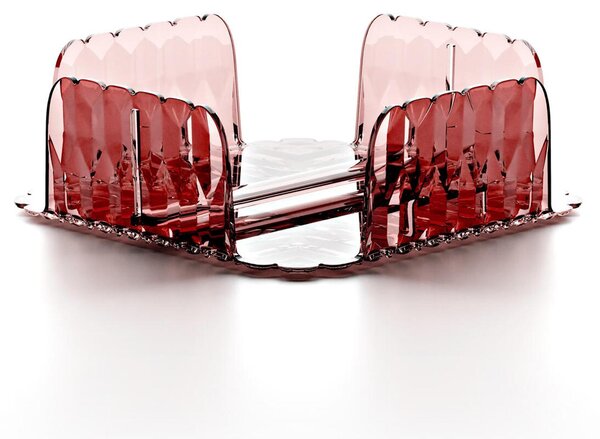Portatovaglioli Orizzontale VANITY in materiale acrilico Riciclabile Dimensioni 20x20xh7,0 cm con asta Ferma tovaglioli colore Malva