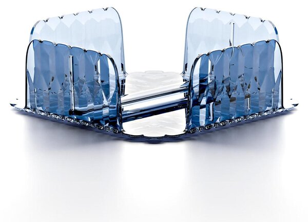 Portatovaglioli Orizzontale VANITY in materiale acrilico Riciclabile Dimensioni 20x20xh7,0 cm con asta Ferma tovaglioli colore Blu Denim