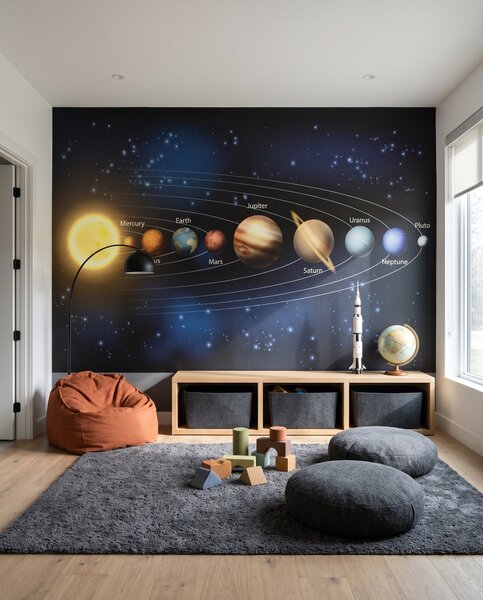 Carta da parati Pianeti sulle loro orbite, Spazio e pianeti, Effetto 3D - Tapeko.it