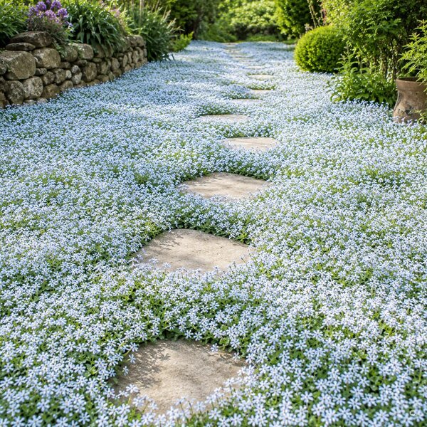 Piante perenni Passerelle 10 x Isotoma fluviatilis - Isotoma fluviatilis - Fioritura perenne - Morbidi tappeti di un blu vivace - Sostituto del prato - Coprisuolo