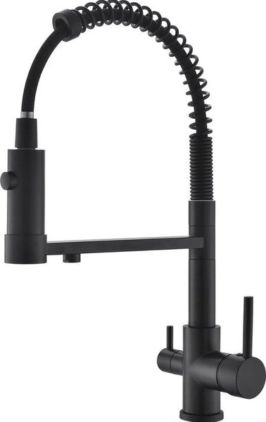 Rubinetto da cucina a 3 vie girevole 360° - Nero - Funzione filtro acqua - Acqua potabile