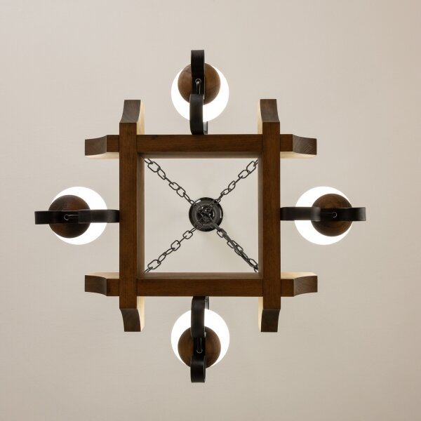 Brilagi - Lampadario a sospensione con catena QUEEN 4xE14/40W/230V faggio