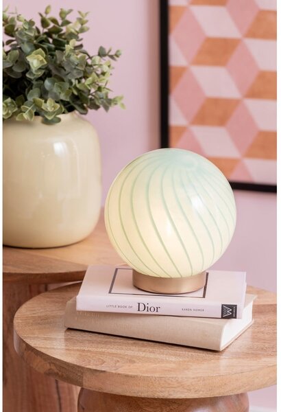 Lampada da tavolo verde chiaro con paralume in vetro (altezza totale 17 cm) Summer Globe – Leitmotiv