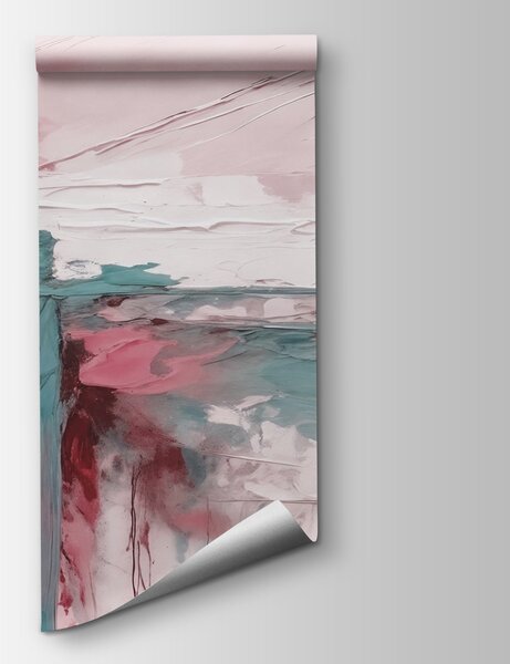 Carta da parati Pittura di colore rosa e blu, Carta da parati acquerello sul muro, Carta da parati popolare, w08414v1 - Tapeko.it