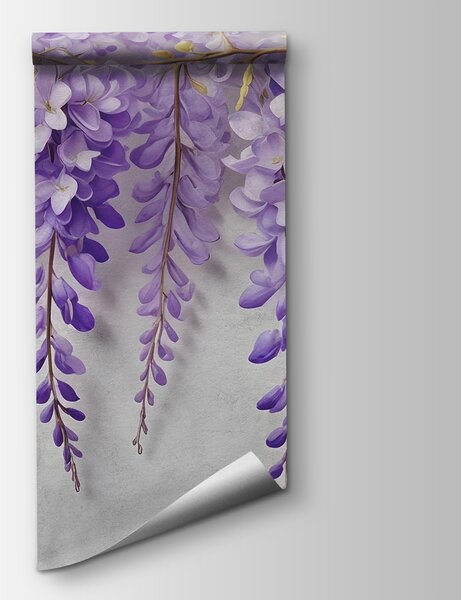 Carta da parati Ramo con fiori viola, Carta da parati Natura, Carta da parati popolare, w02611 - Tapeko.it