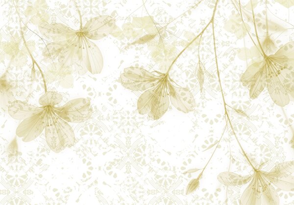 Carta da parati Delicate fioriture in tenui colori pastello, Carta da parati Natura, Carta da parati popolare, w08588v2 - Tapeko.it