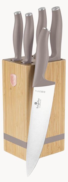 Coltelli da cucina con ceppo Taupe, set da 6