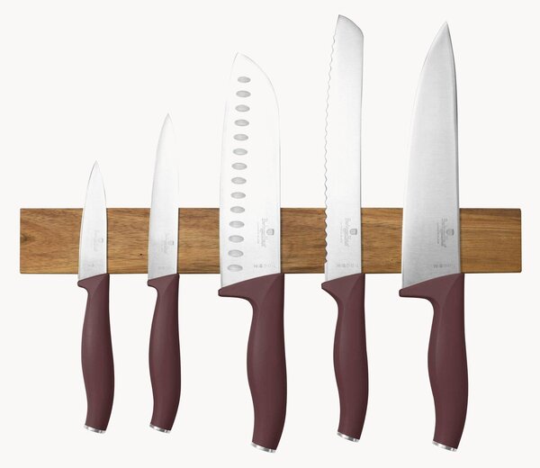 Set di coltelli da cucina con supporto magnetico in legno di acacia Leonardo, set da 6