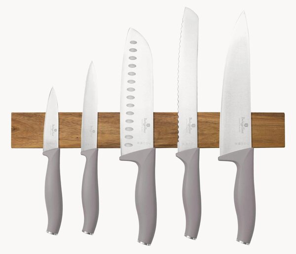Set di coltelli da cucina con supporto magnetico Taupe, set da 6