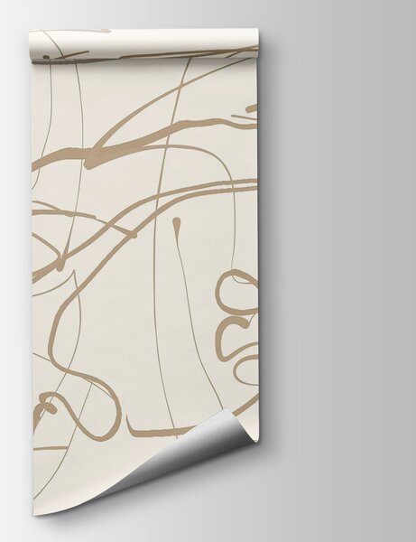 Carta da parati Sfondo bianco con linee marroni, Carta da parati popolare, Carta da parati popolare, w08764 - Tapeko.it