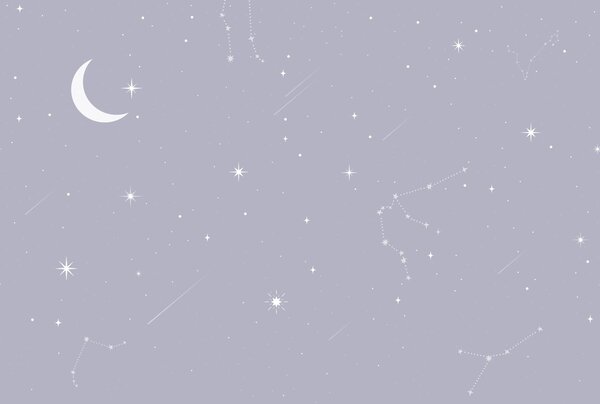 Carta da parati Luna e stelle nel cielo, Carta da parati Spazio, Carta da parati popolare, w03144v1 - Tapeko.it