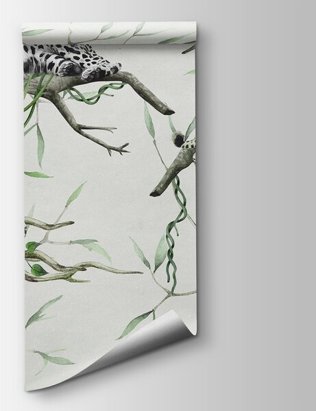 Carta da parati Gruppo di leopardi sdraiati sui rami, Carta da parati Giungla, Carta da parati popolare, w03146v1 - Tapeko.it