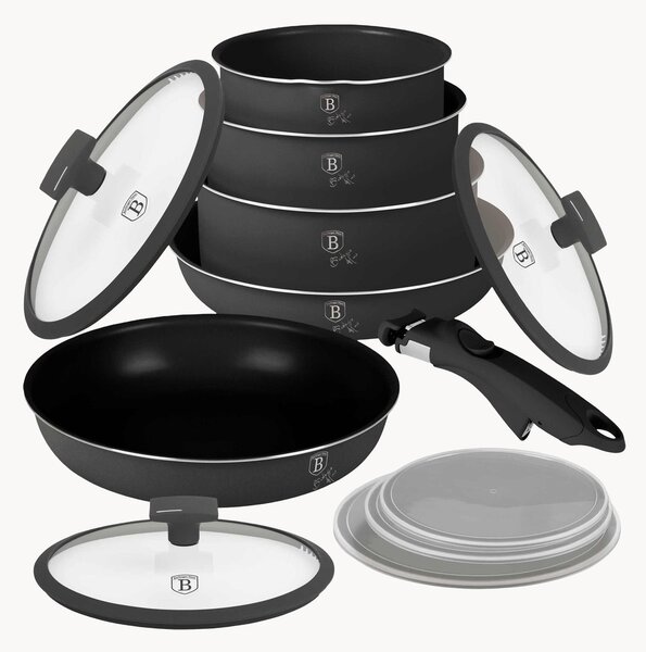 Batteria di pentole in alluminio con rivestimento antiaderente Anthracite 12 pz