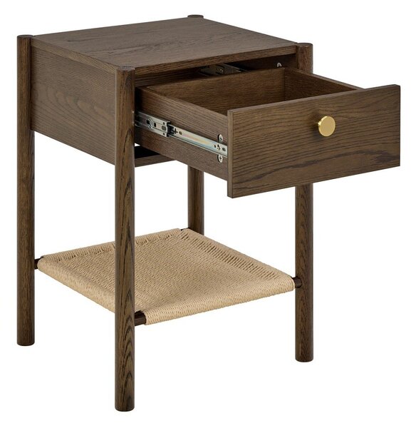 Comodino colore naturale scuro con effetto rovere Monfort – Actona
