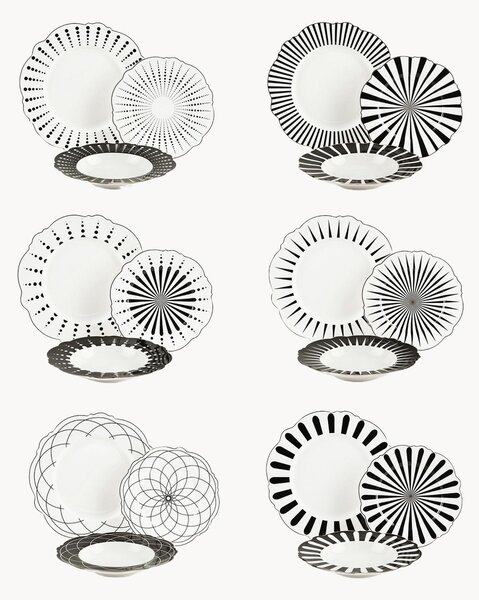 Servizio di piatti in New Bone China Alice, 6 persone, set da 18