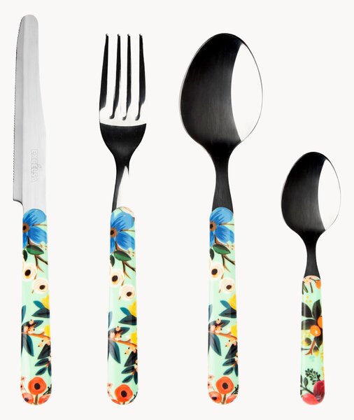 Set di 24 posate in acciaio inossidabile lucido Fiori Frida, 6 persone