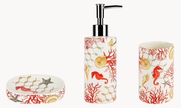 Set di 3 accessori da bagno in ceramica Coral